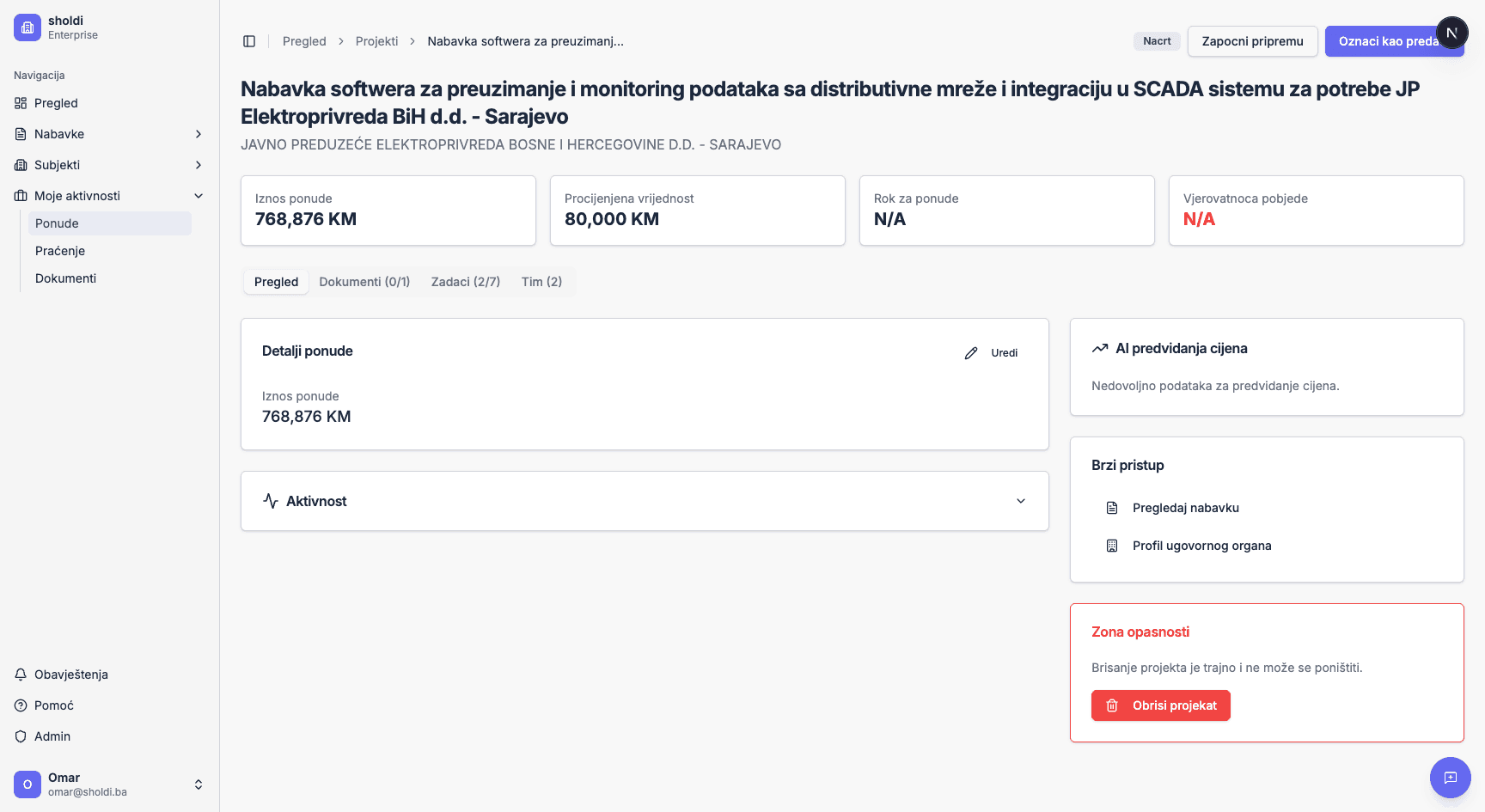 Detalj projekta ponude