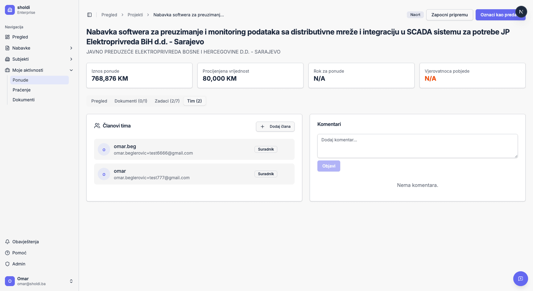 Tim na projektu ponude
